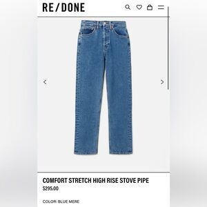 Re/Done High Rise 70s Stovepipe Jeans sz25